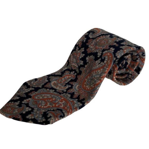 Bert Pullitzer Paisley Neck Tie - Orange & Navy Blue - Picture 1 of 5